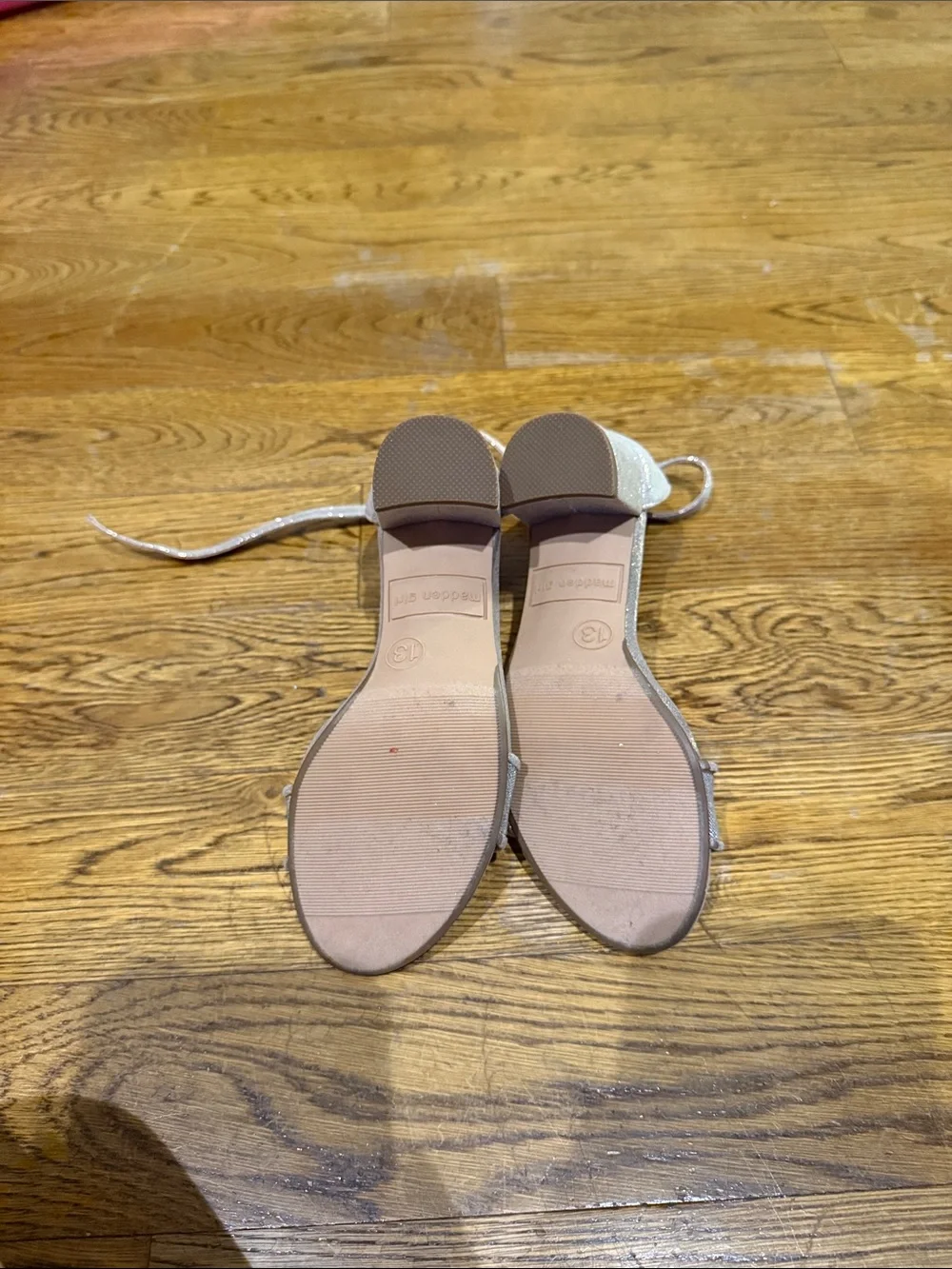 Madden Girl Metallic Silver Ankle Strap Sandals
